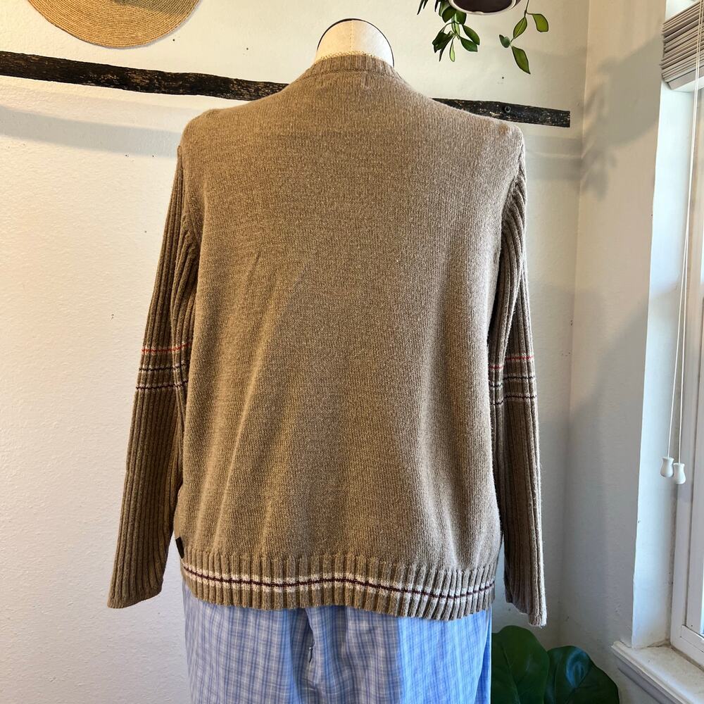 Woolrich Tan Fair Isle Cotton Woven Knit Button Cardigan Sweater Size 2X - Picture 6 of 11